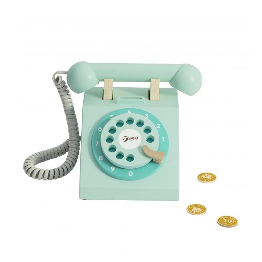 CLASSIC WORLD Klasikinis medinis telefonas vaikams 4 el.