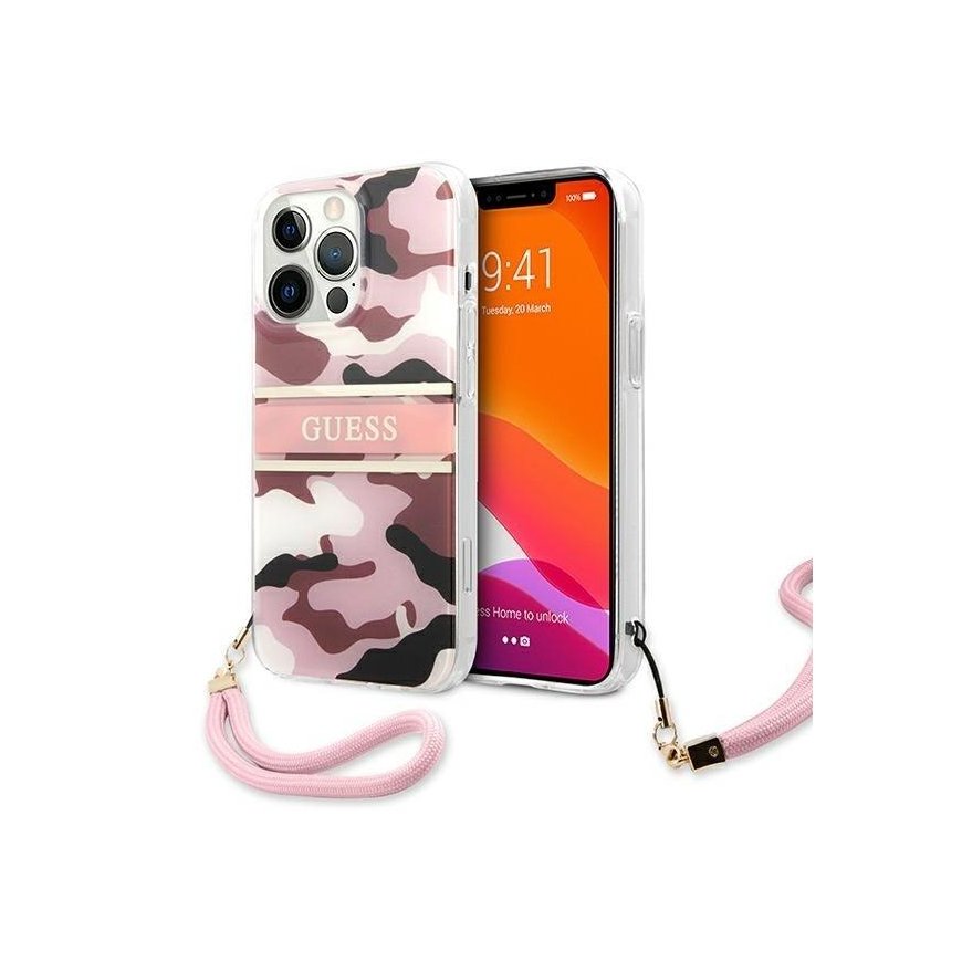 Guess GUHCP13LKCABPI iPhone 13 Pro / 13 6.1" pink/pink hard case Camo Strap Collection