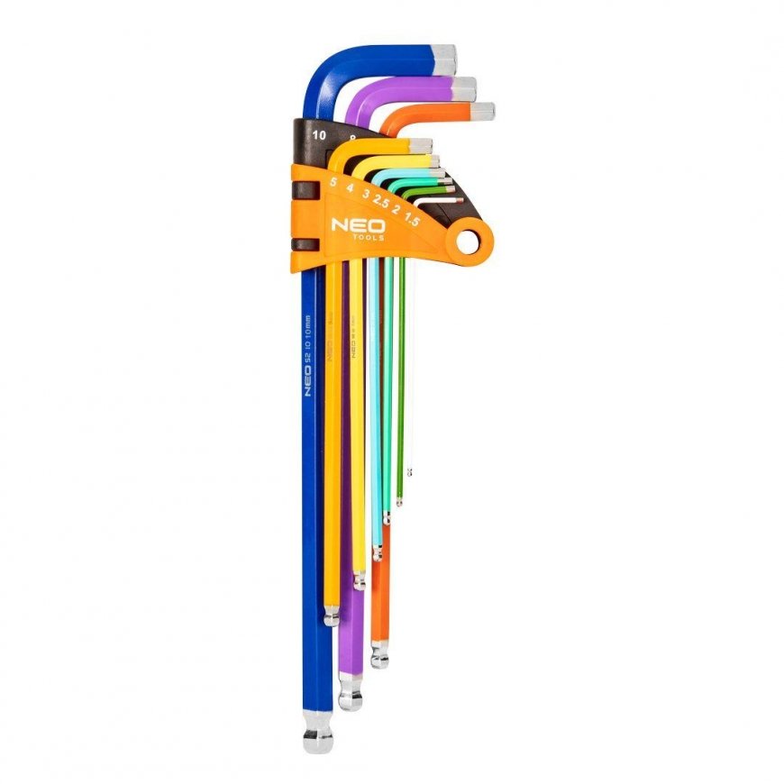 Neo Hexagon wrench set, type L 1.5-10mm, with ball 9 pcs. (09-512)