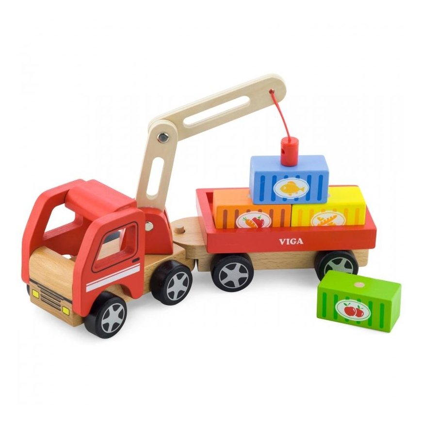 Viga Toys wooden crane with containers – 3