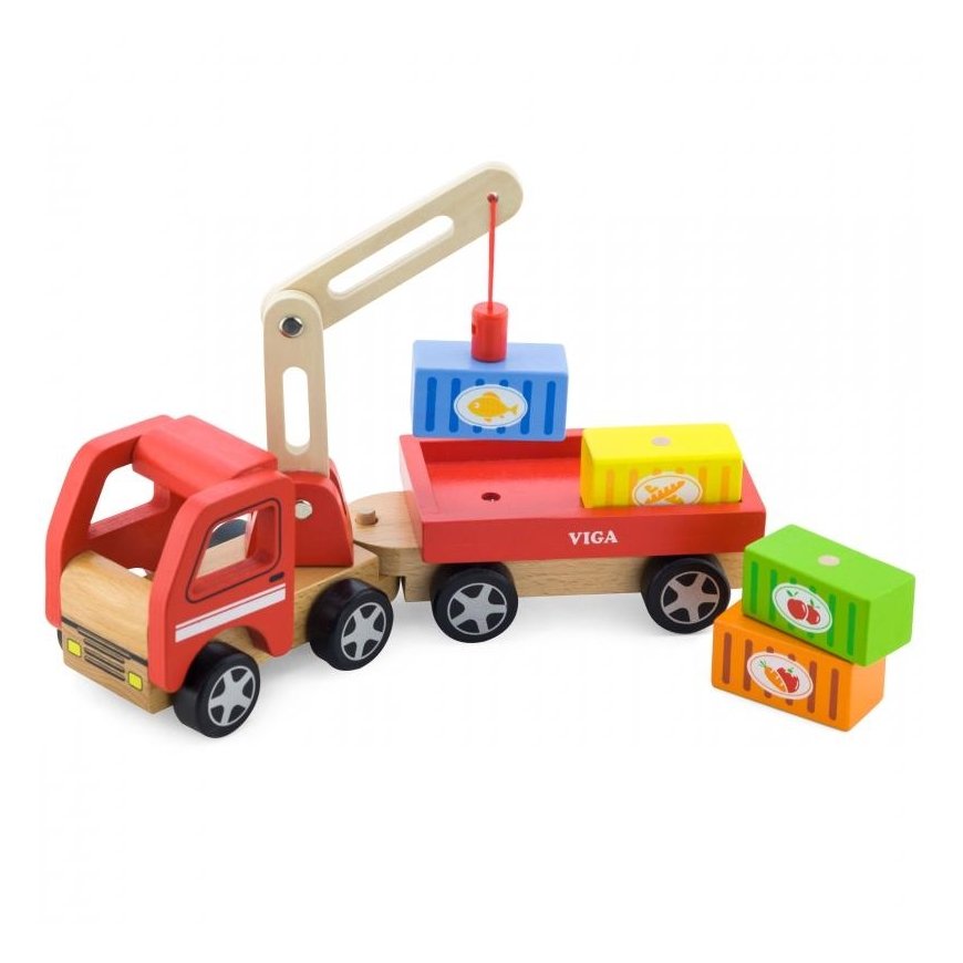 Viga Toys wooden crane with containers – 5