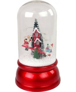 Leantoys Lean Cars Christmas Dome Decoration Snow Santa Claus Raudona