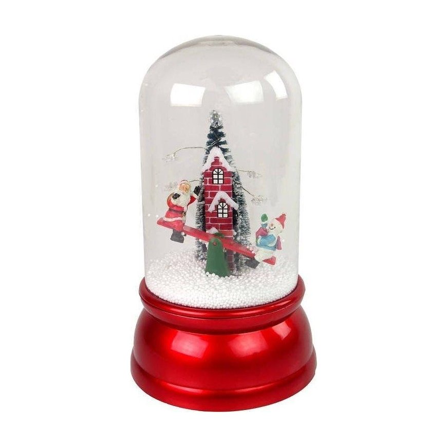 Leantoys Lean Cars Christmas Dome Decoration Snow Santa Claus Raudona