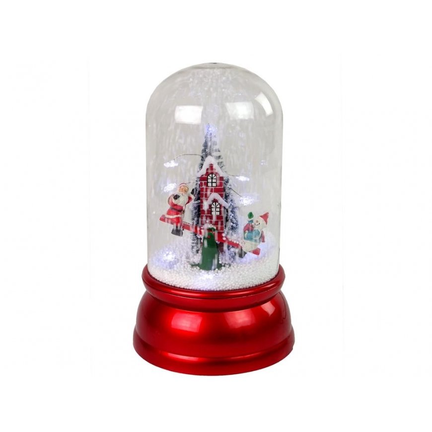 Leantoys Lean Cars Christmas Dome Decoration Snow Santa Claus Raudona – 3