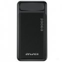 Powerbank Awei PowerBank P6K 20000mAh juoda/juoda 2xUSB/PD/Micro-USB Powerbank Awei PowerBank P6K 20000mAh juoda/juoda 2xUSB/PD/Micro-USB