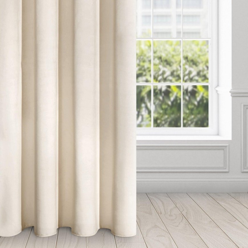 Eurofirany DIVA LINE RIA Minkšto aksomo naktinė užuolaida, 140X250 cm, kilpos / žiedai, spalva: šviesi smėlio