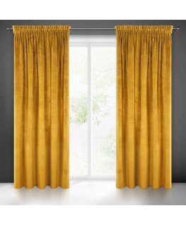 Night curtain made of soft velvet Eurofirany DIVA LINE RIA 140X270 cm, tape/tunnel/hooks, 300g/m2, color: mustard