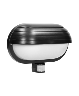 Wall lamp Orno MUSAM, garden lamp with motion sensor 180°, 1x60W, E27, IP44, with lock, plastic, black