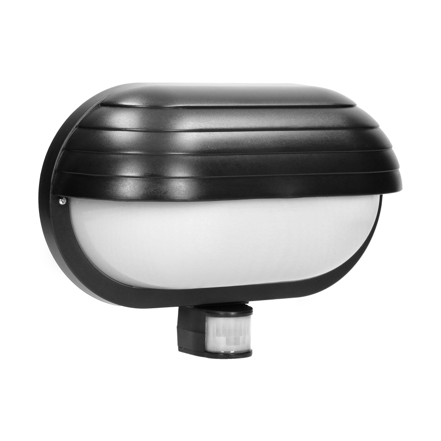 Sieninis šviestuvas Orno MUSAM, sodo šviestuvas su judesio jutikliu 180°, 1x60W, E27, IP44, su užraktu, plastikinis, juodas