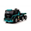 Lean Cars Vienvietis elektromobilis su priekaba Mercedes-Benz Axor XMX622, mėlynas Lean Cars Vienvietis elektromobilis su priekaba Mercedes-Benz Axor XMX622, mėlynas