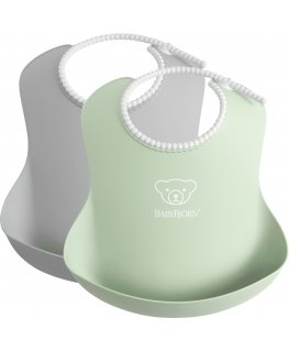 BabyBjörn Baby Bib bib, 2 pcs, Grey/Powder Green