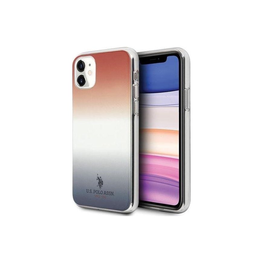 Dėklas US Polo Assn US Polo USHCN61TRDGRB iPhone 11 raudonai mėlyna / mėlyna ir raudona gradiento raštų kolekcija