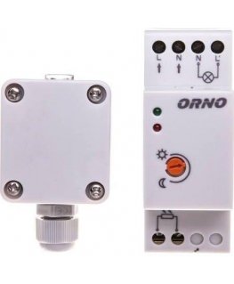Orno Twilight jutiklis DIN bėgiui su išoriniu zondu dėžutėje 3000W 2-100lx IP65/IP20 (OR-CR-231)