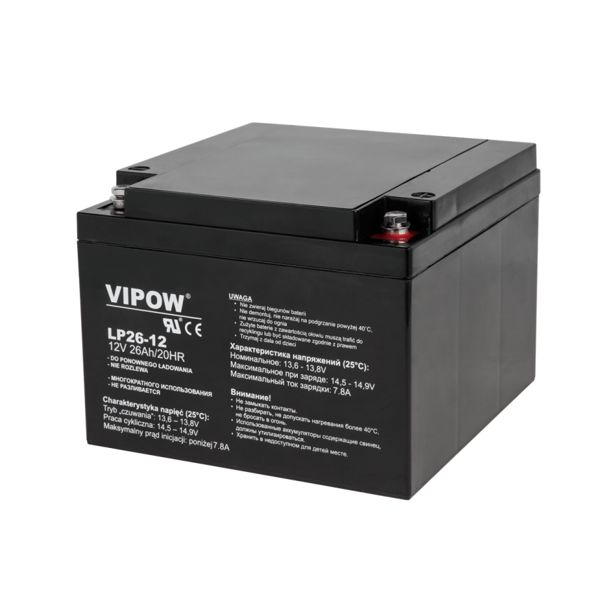 Švino akumuliatorius VIPOW 12V 26Ah