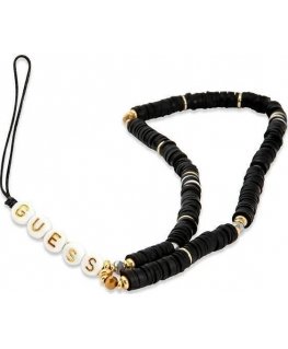Dėklas Guess Guess zawieszka GUSTPEARK Phone Strap juoda/juodas Heishi Beads