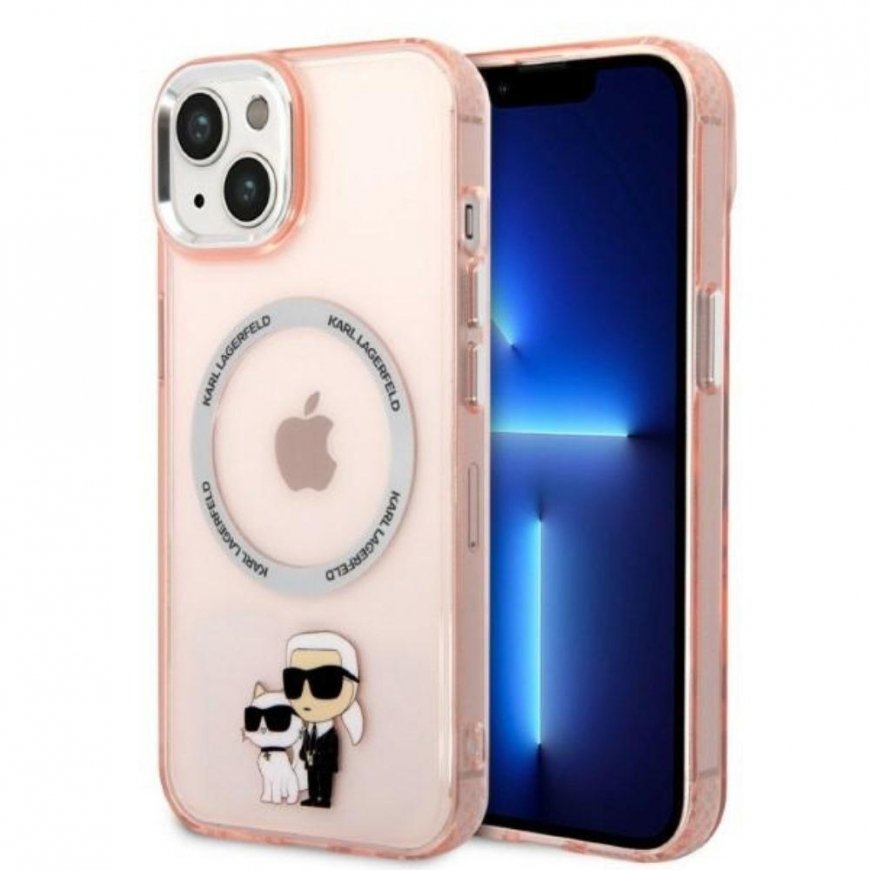 Karl Lagerfeld Case for iPhone 14 Plus 6.7" KLHMP14MHNKCIP Pink Hard Case Magsafe IML NFT K&C