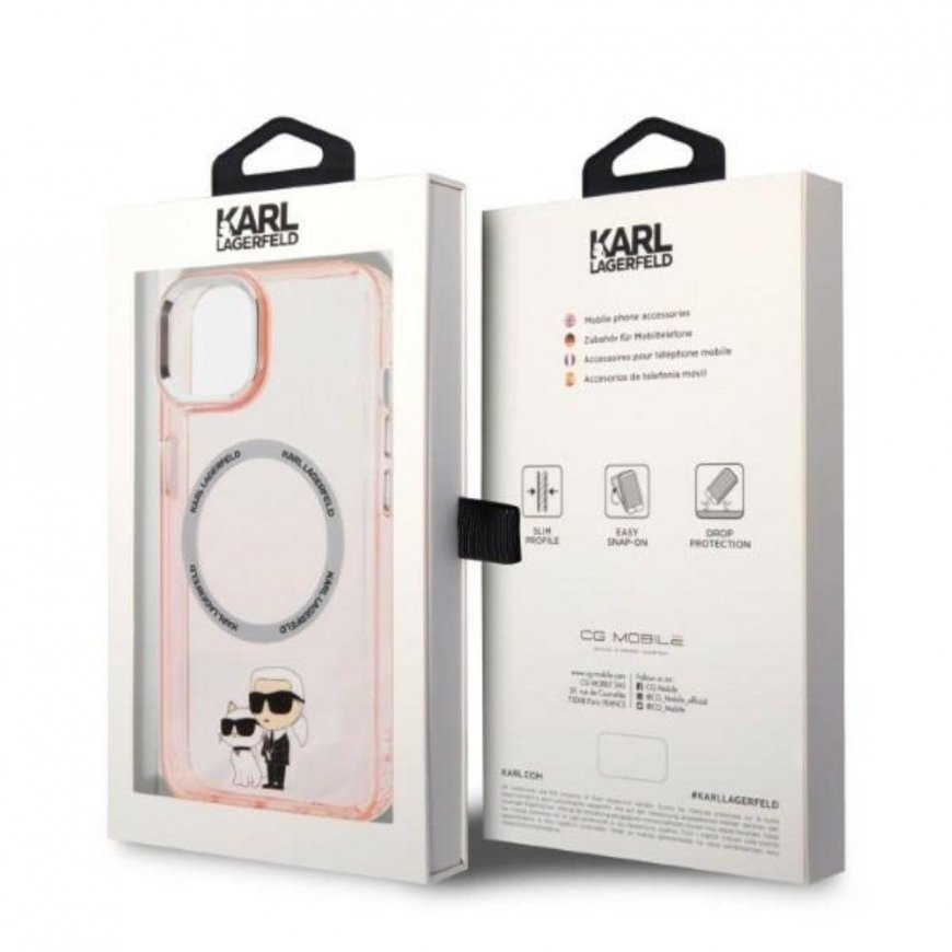 Karl Lagerfeld dėklas, skirtas iPhone 14 Plus 6,7" KLHMP14MHNKCIP rožinis kietas dėklas Magsafe IML NFT K&C – 4