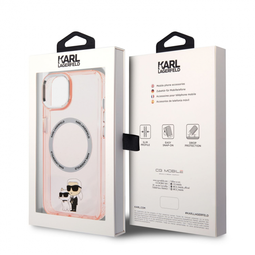 Karl Lagerfeld dėklas, skirtas iPhone 14 Plus 6,7" KLHMP14MHNKCIP rožinis kietas dėklas Magsafe IML NFT K&C – 5