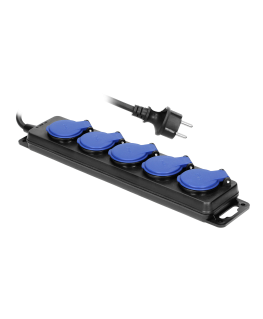 Orno IP44 splash-proof workshop extension cord, 5 sockets 2P + Z IP44, rubber cable, H05RR-F 3x1.5 mm?, length 5 m