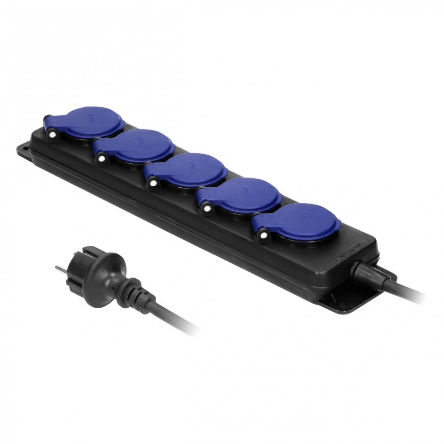 Orno IP44 splash-proof workshop extension cord, 5 sockets 2P + Z IP44, rubber cable, H05RR-F 3x1.5 mm?, length 5 m – 2