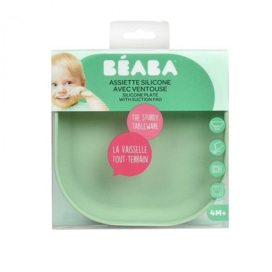 BEABA SILICONE STICK PLATE, SAGE Green – 2