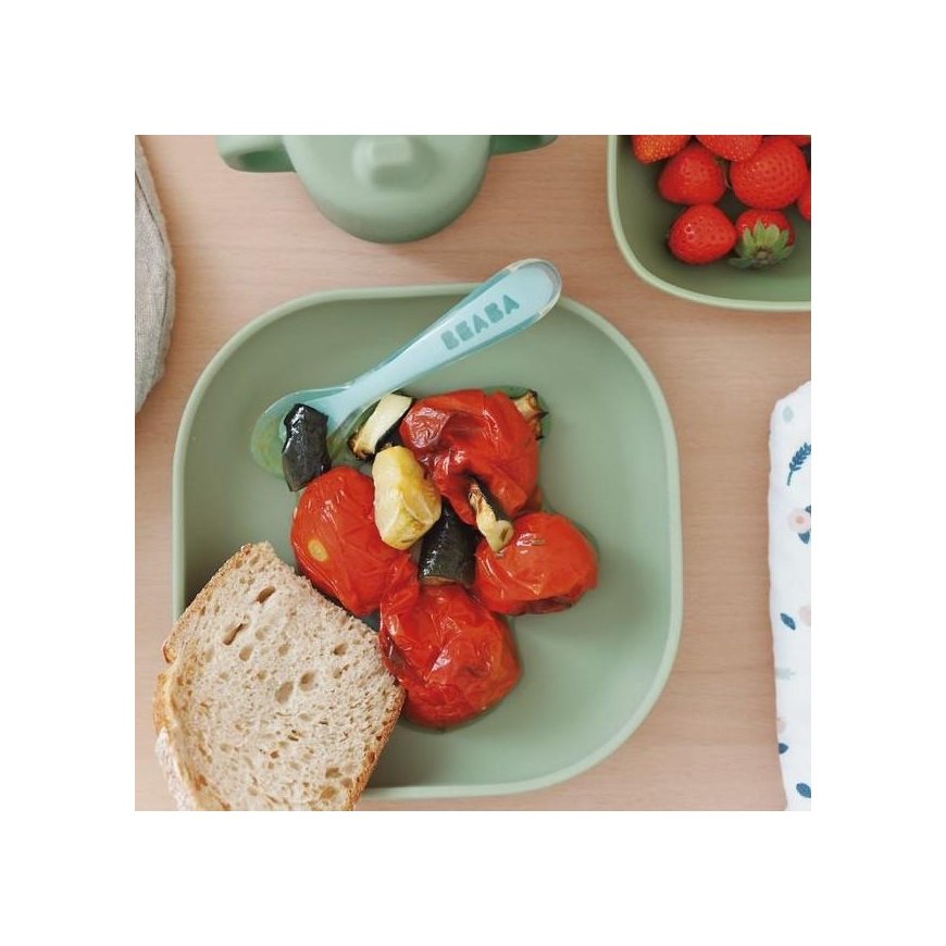BEABA SILICONE STICK PLATE, SAGE Green – 3