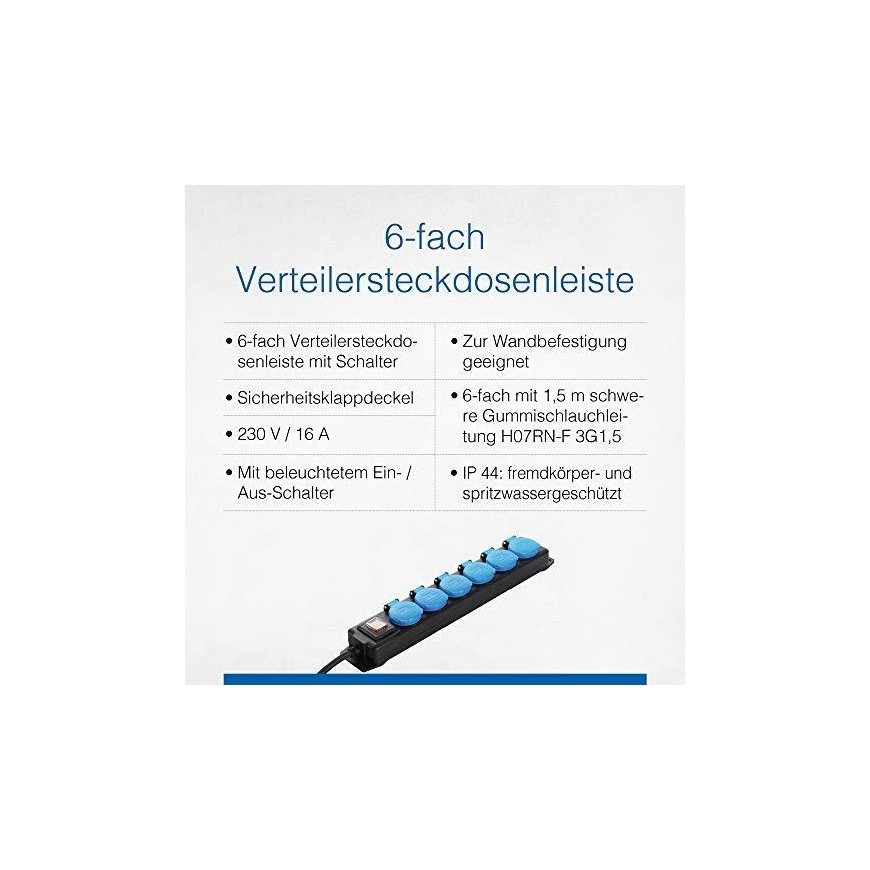 6-socket extension cord AS-SCHWABE H07RN-F 3G1.5 1.5m – 5