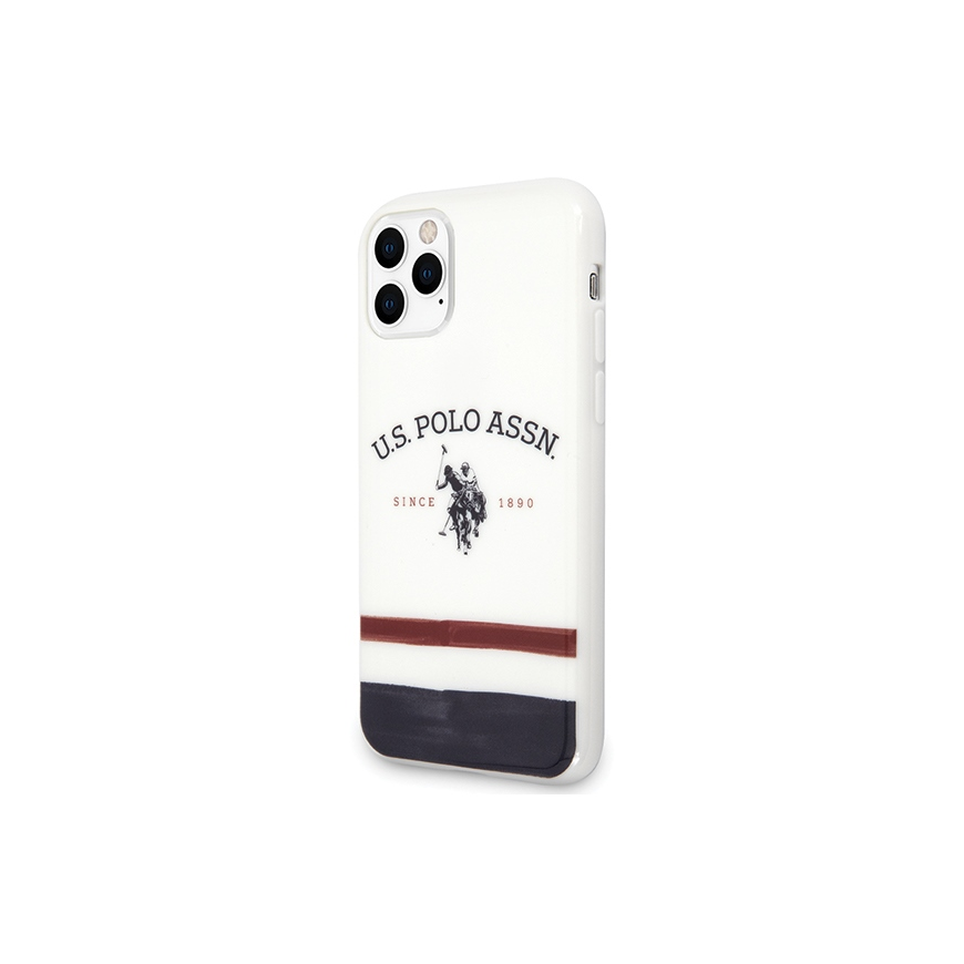 Dėklas Us Polo Assn US Polo USHCN58PCSTRB iPhone 11 Pro balta|baltas Tricolor Pattern Collection – 2