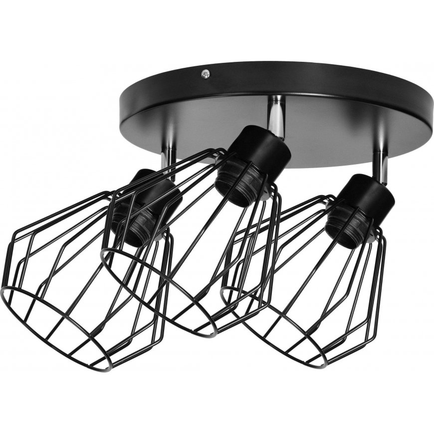 Orno PINO sieninis ir lubinis šviestuvas, galia maks. 3x60W, E27, juodas, apvalus pagrindas, vieno lygio, kilnojamos lempos galv – 2