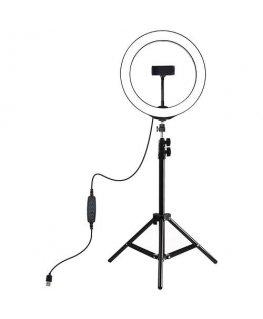 Puluz LED ring lamp 26cm, with tripod stand up to 1.1m and phone holder, USB