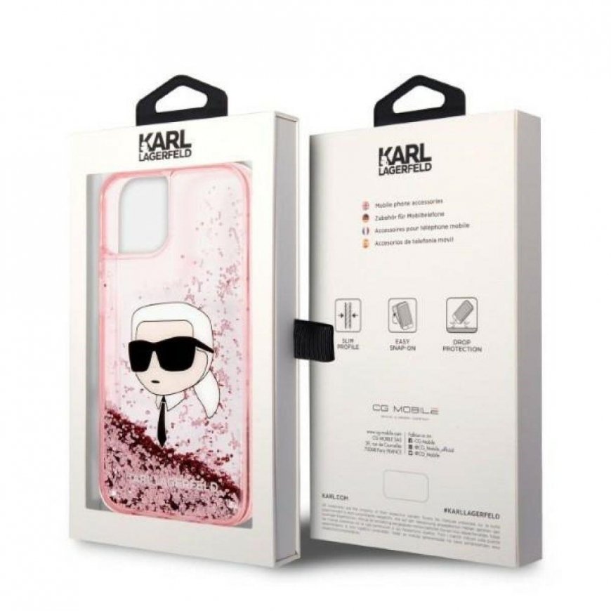 Case Karl Lagerfeld case for iPhone 14 Plus 6,7" KLHCP14MLNCHCP pink hardcase Liquid Glitter NFT Choupette Head – 4