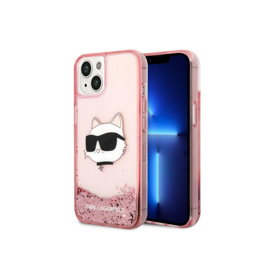 Dėklas Karl Lagerfeld case for iPhone 14 Plus 6,7" KLHCP14MLNCHCP pink hardcase Liquid Glitter NFT Choupette Head – 5