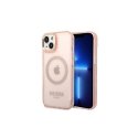 Guess case iPhone 14 6.1" GUHMP14SHTCMP pink HC Magsafe Gold Outline transparent Guess case iPhone 14 6.1" GUHMP14SHTCMP pink HC Magsafe Gold Outline transparent