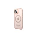 Guess dėklas iPhone 14 6,1" GUHMP14SHTCMP rožinis HC Magsafe Gold Outline permatomas Guess dėklas iPhone 14 6,1" GUHMP14SHTCMP rožinis HC Magsafe Gold Outline permatomas
