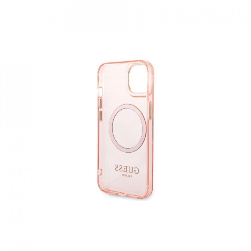 Guess dėklas iPhone 14 6,1" GUHMP14SHTCMP rožinis HC Magsafe Gold Outline permatomas – 3