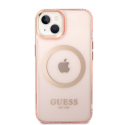 Guess case iPhone 14 6.1" GUHMP14SHTCMP pink HC Magsafe Gold Outline transparent Guess case iPhone 14 6.1" GUHMP14SHTCMP pink HC Magsafe Gold Outline transparent