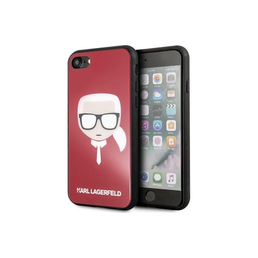 Karl Lagerfeld case for iPhone X / XS KLHCPXDLHRE red hard case Iconic Iconic Glitter Karl's Head