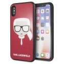 Karl Lagerfeld case for iPhone X / XS KLHCPXDLHRE red hard case Iconic Iconic Glitter Karl's Head
