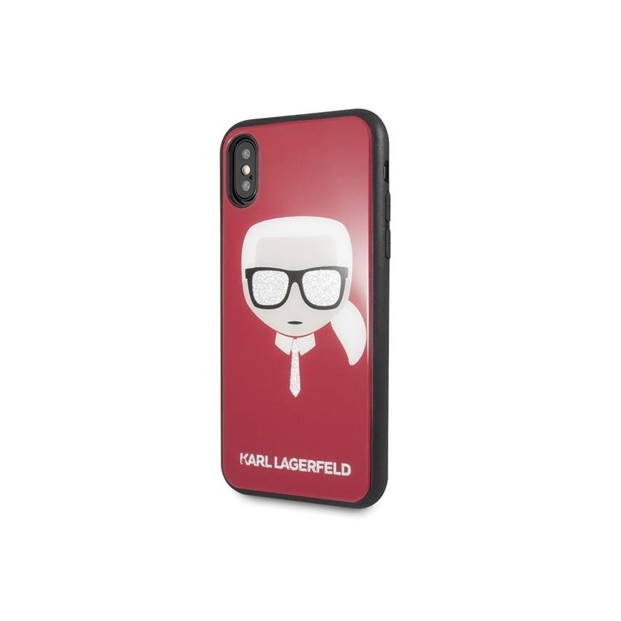 Karl Lagerfeld case for iPhone X / XS KLHCPXDLHRE red hard case Iconic Iconic Glitter Karl's Head – 4