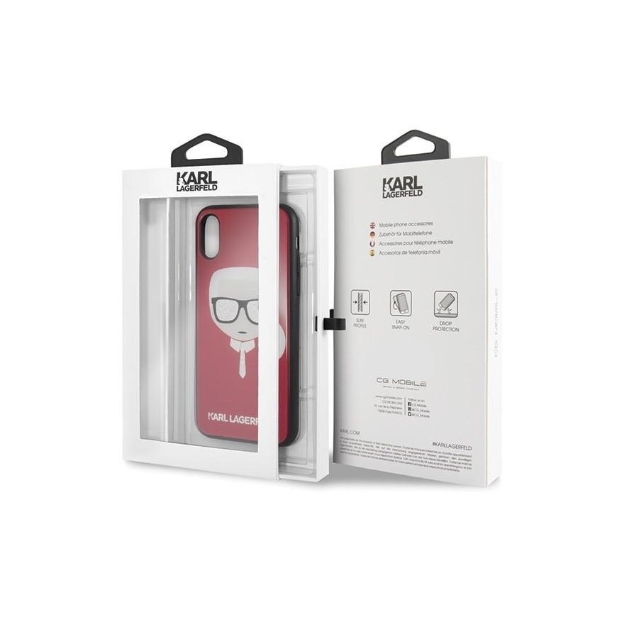 Karl Lagerfeld case for iPhone X / XS KLHCPXDLHRE red hard case Iconic Iconic Glitter Karl's Head – 5