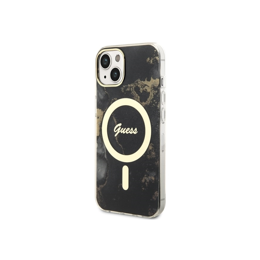 Case Guess GUHMP14MHTMRSK iPhone 14 Plus 6.7" black|black hardcase Golden Marble MagSafe – 2