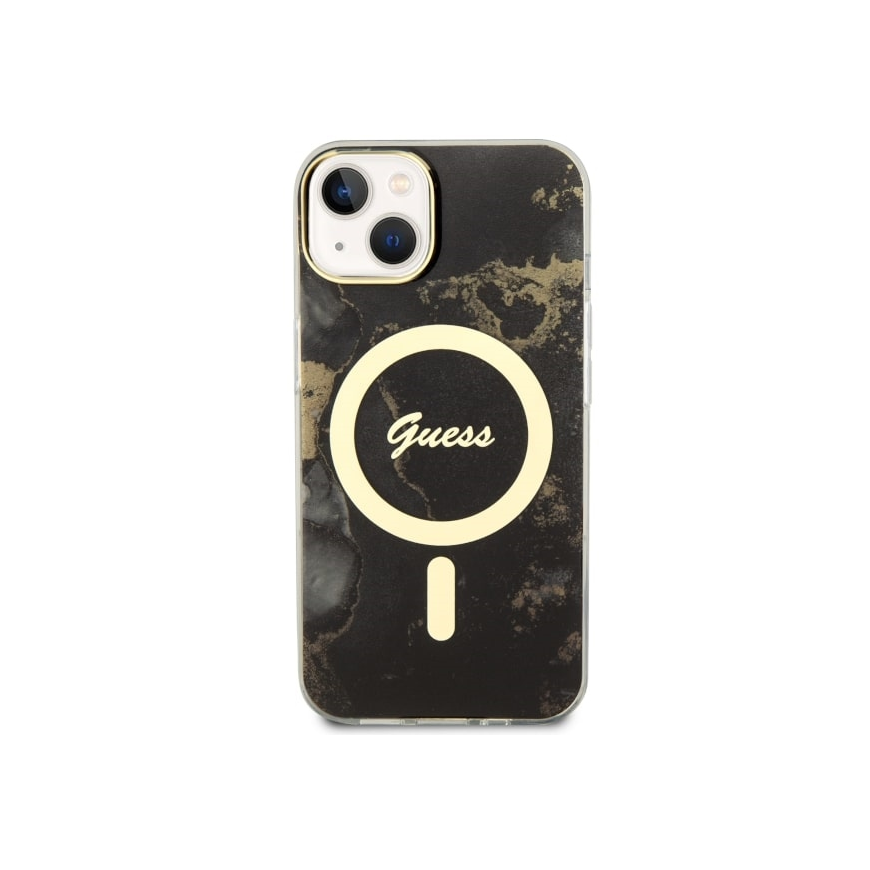 Case Guess GUHMP14MHTMRSK iPhone 14 Plus 6.7" black|black hardcase Golden Marble MagSafe – 3