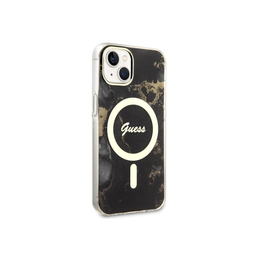 Case Guess GUHMP14MHTMRSK iPhone 14 Plus 6.7" black|black hardcase Golden Marble MagSafe – 4