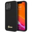 Guess GUHMP13LLSLMGBK iPhone 13 Pro / 13 6.1" juodas/juodas hardcase Silicone Script Gold Logo MagSafe