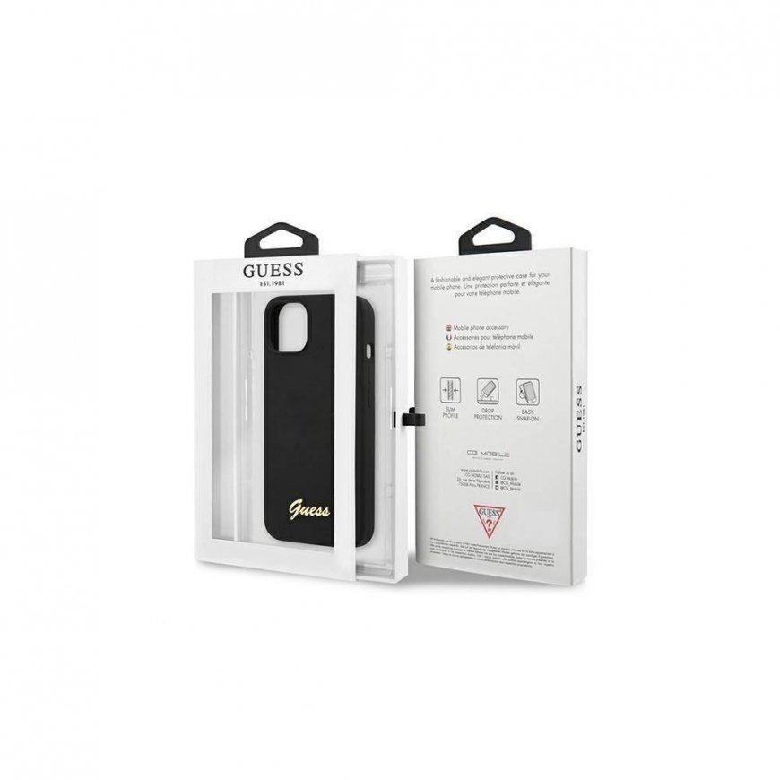 Guess GUHMP13LLSLMGBK iPhone 13 Pro / 13 6.1" juodas/juodas hardcase Silicone Script Gold Logo MagSafe – 4