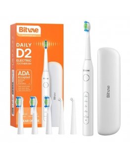 Bitvae Sonic Toothbrush with Tip Set and Travel Case D2 (White)