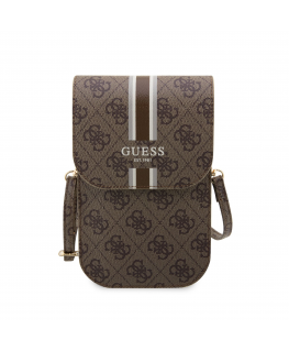 Case Guess PU 4G Printed Stripes Phone Bag Brown