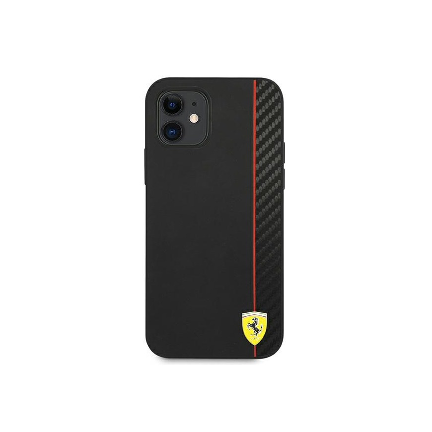 „Ferrari FESAXHCP12SBK iPhone 12 mini 5,4“ juodas/juodas kietas dėklas „On Track Carbon Stripe“ – 3