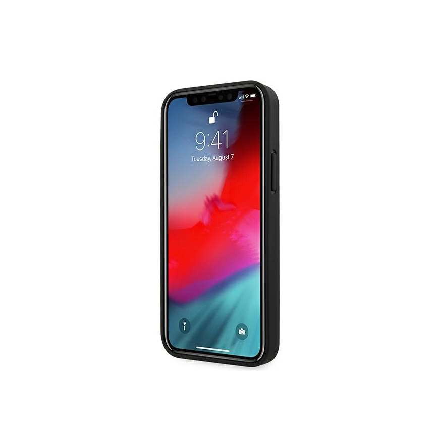 „Ferrari FESAXHCP12SBK iPhone 12 mini 5,4“ juodas/juodas kietas dėklas „On Track Carbon Stripe“ – 5
