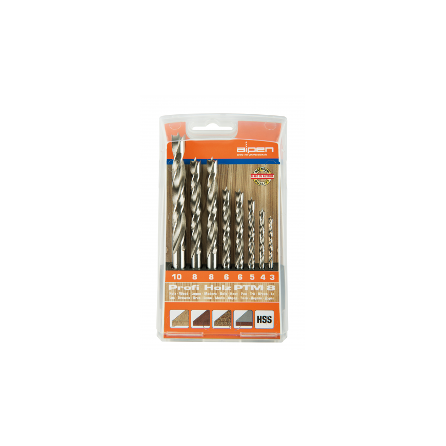 Drill Alpen 600093100 Foret hélicoïdal PTM 8 Profi, Gris, Set de 8 Pièces